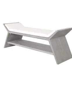 Worlds Away Peria Bench Grey Cerused Oak