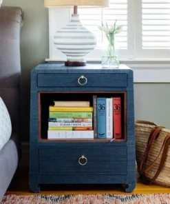 Bungalow 5 New Arrivals Ming 2 Drawer Side Table Navy Blue