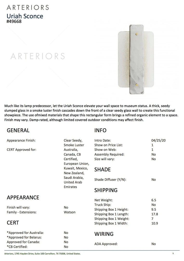 Arteriors Home Uriah Sconce New Arrivals 7 Arteriors Home Uriah Sconce New Arrivals