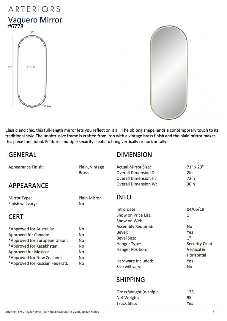 Arteriors Home Vaquero Mirror 7 Arteriors Home Vaquero Mirror