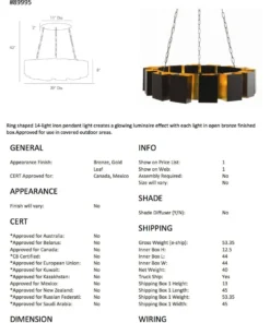 Arteriors Home Vaughn Fixed Chandelier