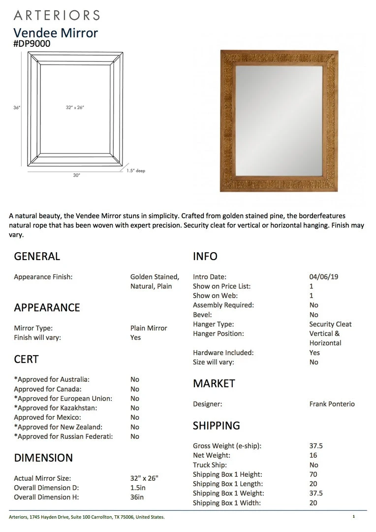 Arteriors Home Vendee Mirror New Arrivals 7 Arteriors Home Vendee Mirror New Arrivals