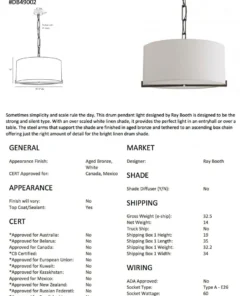 Arteriors Home New Arrivals Versa Pendant Aged Bronze