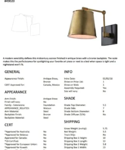 Arteriors Home New Arrivals Watson Sconce Brass