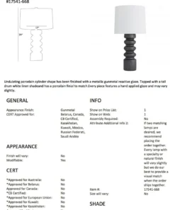 Arteriors Home Wheaton Table Lamp Gunmetal