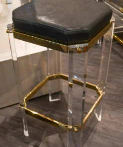 Worlds Away Dorsey Counter Stool Brass And Black Shagreen
