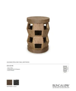 Bungalow 5 Zanzibar Side Table And Stool Driftwood