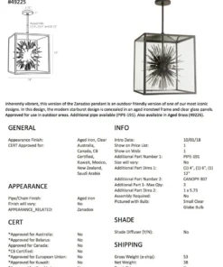 Arteriors Home New Arrivals Zanadoo Outdoor Pendant Aged Iron