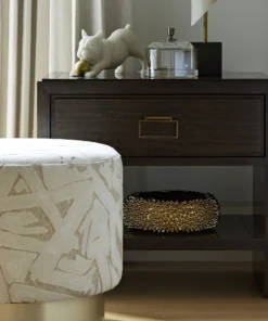 Arteriors Home New Arrivals Avalon Ottoman Swiss Coffee Champagne Swivel