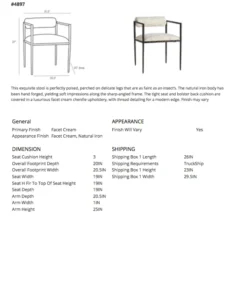 Arteriors Home New Arrivals Barbana Chair Facet Cream Chenille