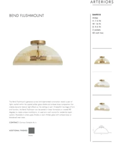 Arteriors Home New Arrivals Bend Flushmount Amber And Brass