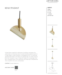 Arteriors Home Bend Pendant Amber Brass New Arrivals