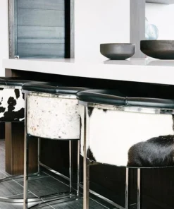 Arteriors Home New Arrivals Calvin Counter Stool Hide And Polished Nickel