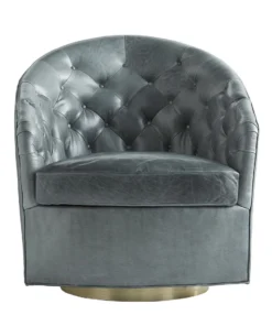 Arteriors Home New Arrivals Capri Chair Juniper Leather Champagne Swivel