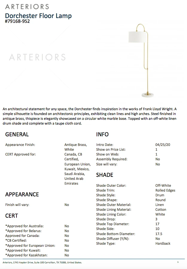 Arteriors Home New Arrivals Dorchester Floor Lamp Antique Brass 12 Arteriors Home New Arrivals Dorchester Floor Lamp Antique Brass
