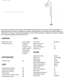 Arteriors Home New Arrivals Dorchester Floor Lamp Bronze 22 Arteriors Home New Arrivals Dorchester Floor Lamp Bronze