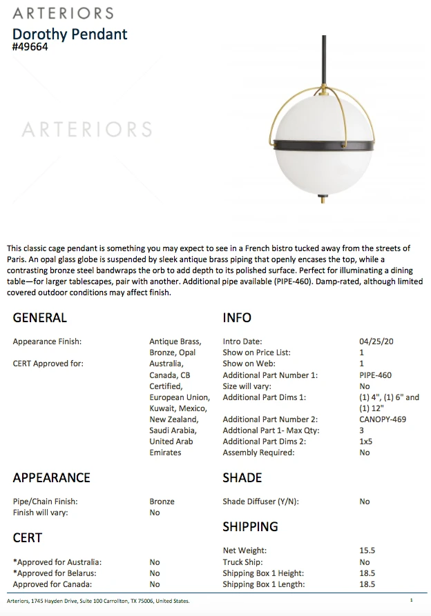 Arteriors Home New Arrivals Dorothy Pendant 16 Arteriors Home New Arrivals Dorothy Pendant