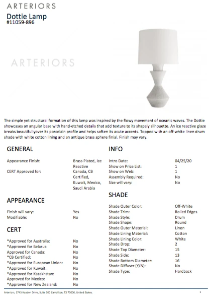 Arteriors Home Dottie Lamp 8 Arteriors Home Dottie Lamp