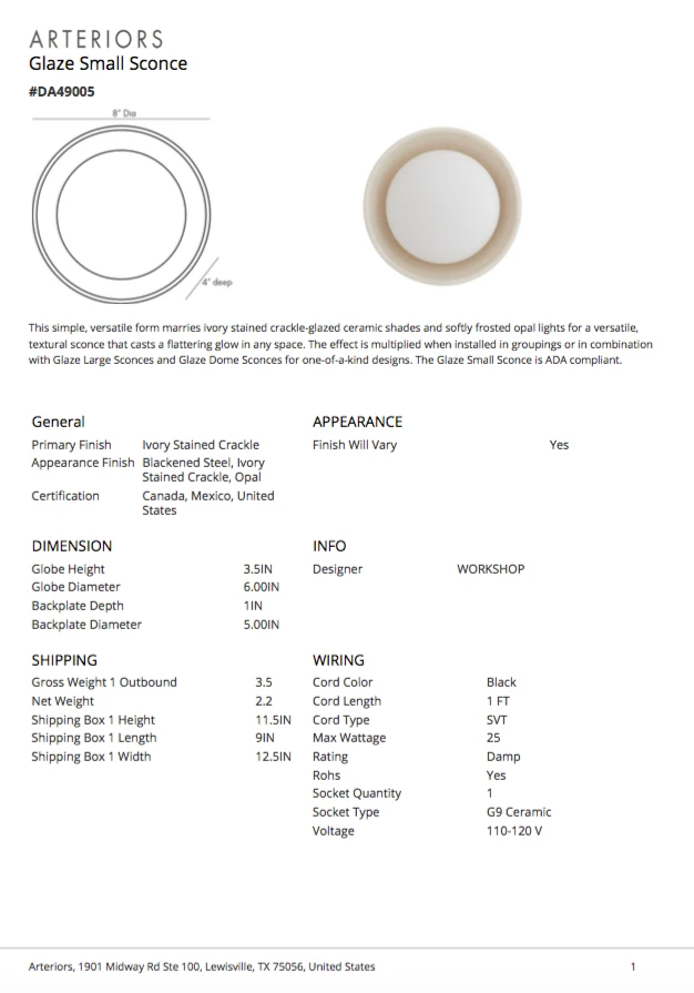 Arteriors Home Glaze Small Sconce New Arrivals 10 Arteriors Home Glaze Small Sconce New Arrivals