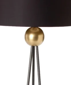 Arteriors Home Hadley Floor Lamp Antique Brass Black Shade