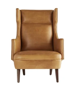Arteriors Home Budelli Wing Chair Cognac Leather Dark