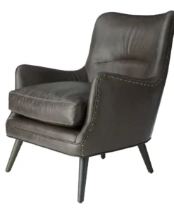 Arteriors Home New Arrivals Seger Chair Graphite Leather Grey Ash