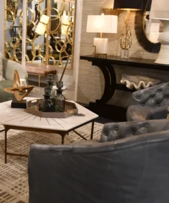 Arteriors Home New Arrivals Capri Chair Juniper Leather Champagne Swivel