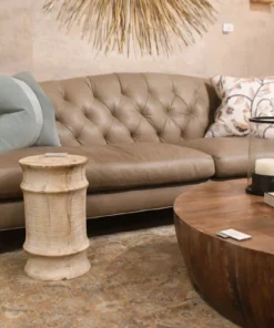 Arteriors Home Klein Sofa Mushroom Leather Grey Ash