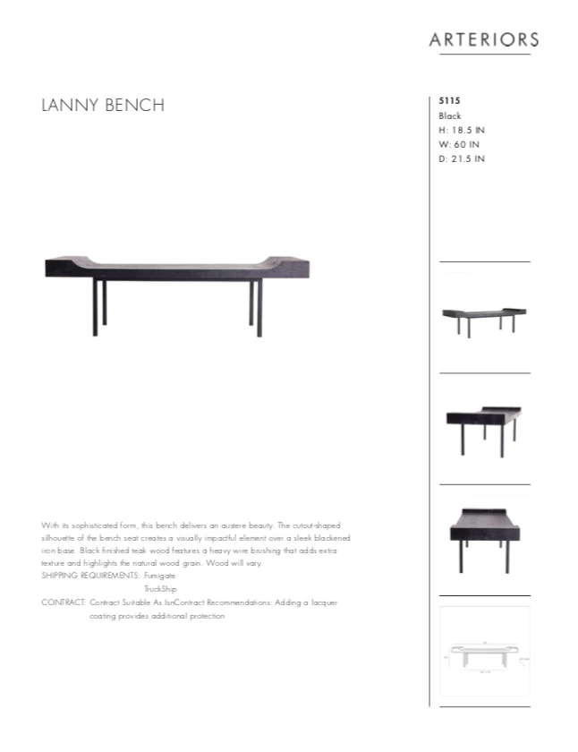 Arteriors Home Lanny Bench 12 Arteriors Home Lanny Bench