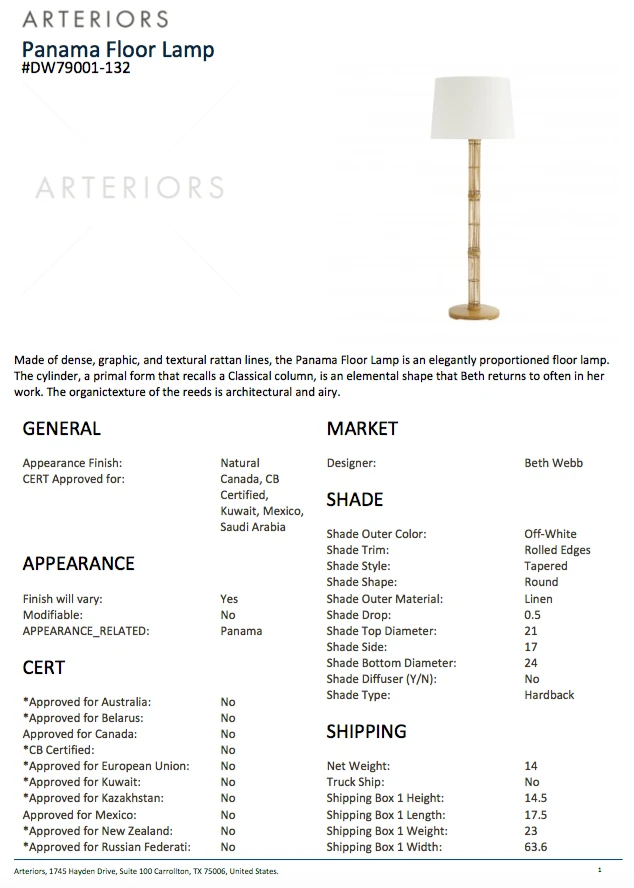 Arteriors Home Panama Floor Lamp New Arrivals 8 Arteriors Home Panama Floor Lamp New Arrivals