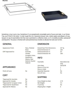 Arteriors Home Parker Large Tray Navy New Arrivals