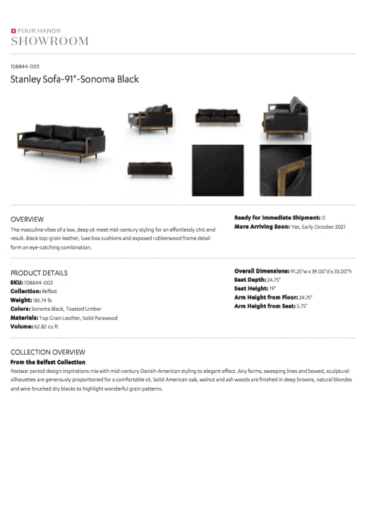 Four Hands New Arrivals Stanley Sofa Sonoma Black 13 Four Hands New Arrivals Stanley Sofa Sonoma Black