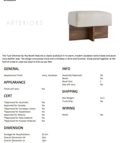 Arteriors Home New Arrivals Tuck Ottoman Ivory Leather