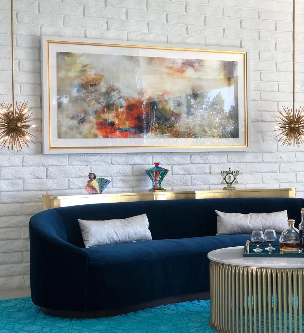 Arteriors Home Turner Sofa Indigo Velvet Dark Walnut 4 Arteriors Home Turner Sofa Indigo Velvet Dark Walnut