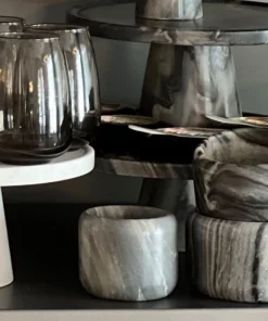 Blue Pheasant New Arrivals Mavis Gray Marble Small Serving Bowls Set Of 3