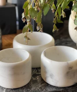 Blue Pheasant New Arrivals Mavis White Marble Small Serving Bowls Set Of 3