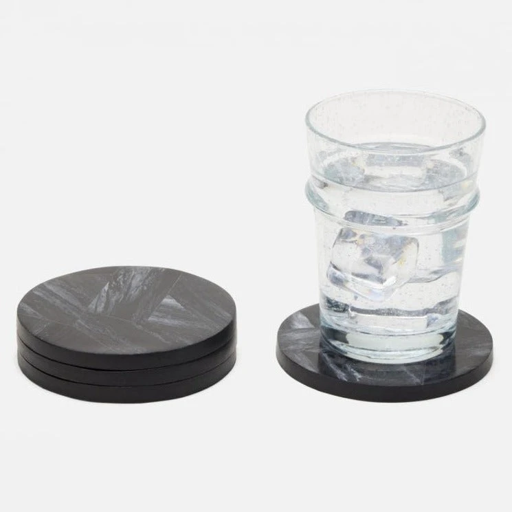 Blue Pheasant New Arrivals Vincent Coaster Set Black Marble Resin 6 Blue Pheasant New Arrivals Vincent Coaster Set Black Marble Resin