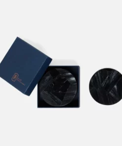 Blue Pheasant New Arrivals Vincent Coaster Set Black Marble Resin
