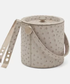 Blue Pheasant New Arrivals Witney Ice Bucket And Tongs Light Gray Ostrich