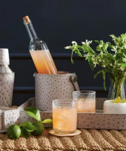 Blue Pheasant New Arrivals Witney Ice Bucket And Tongs Light Gray Ostrich