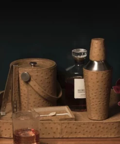 Blue Pheasant Witney Ice Bucket And Tongs Oat Brown Ostrich New Arrivals
