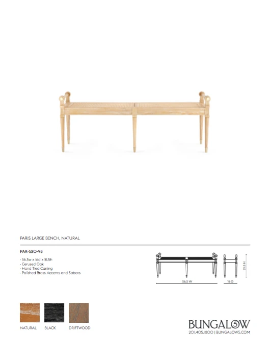Bungalow 5 Paris Bench Large Natural 9 Bungalow 5 Paris Bench Large Natural