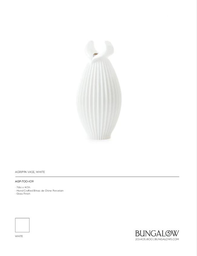 Bungalow 5 New Arrivals Agrippa Vase White 16 Bungalow 5 New Arrivals Agrippa Vase White