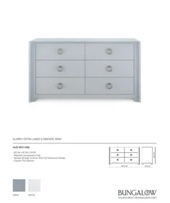 Bungalow 5 Audrey Extra Large 6 Drawer Dresser Grey New Arrivals