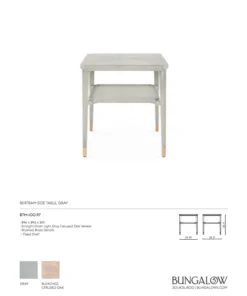 Bungalow 5 Bertram Side Table Grey Cerused Oak