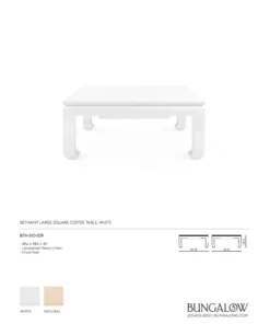 Bungalow 5 New Arrivals Bethany Large Square Coffee Table White