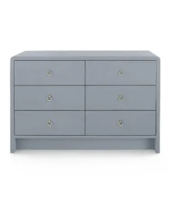 Bungalow 5 New Arrivals Bryant Linen Extra Large 6 Drawer Chest Gray