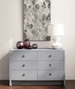 Bungalow 5 New Arrivals Bryant Linen Extra Large 6 Drawer Chest Gray