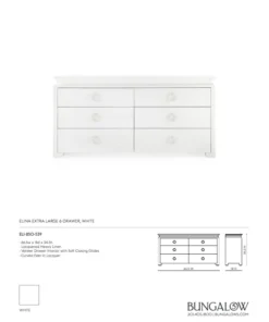 Bungalow 5 Elina Extra Large 6 Drawer Dresser White New Arrivals 25 Bungalow 5 Elina Extra Large 6 Drawer Dresser White New Arrivals