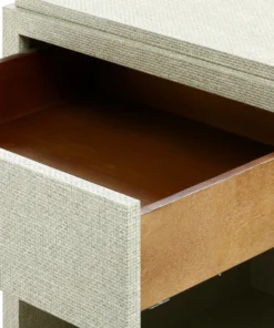 Bungalow 5 Fedor Two Drawer Side Table Moss Gray Grasscloth